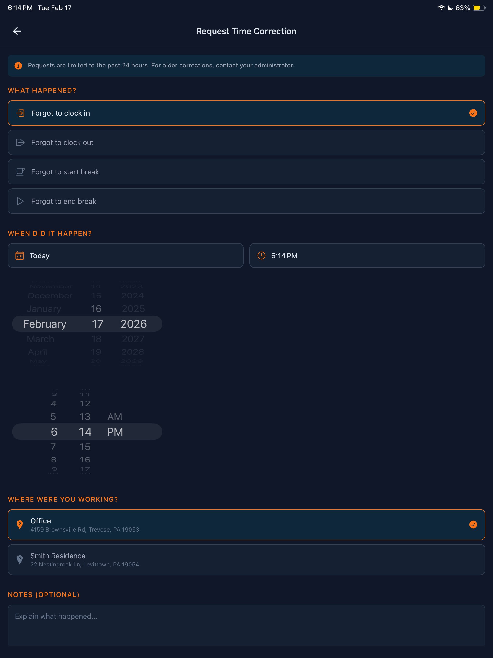 TClock - Jobsite Time Clock screenshot 12