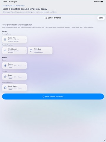 Myworkingmemory iPad screenshot