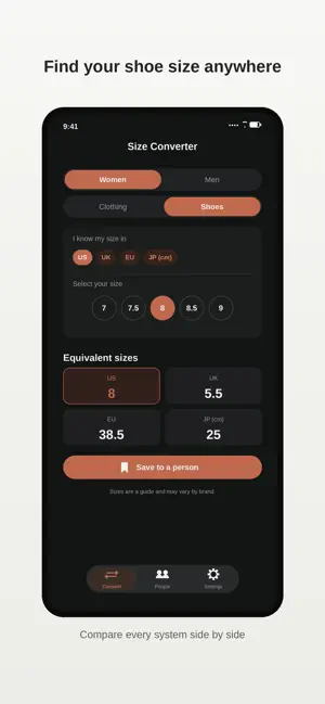 Shoe & Clothing Size Converter screenshot 2