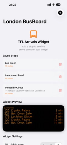 London BusBoard Widget screenshot