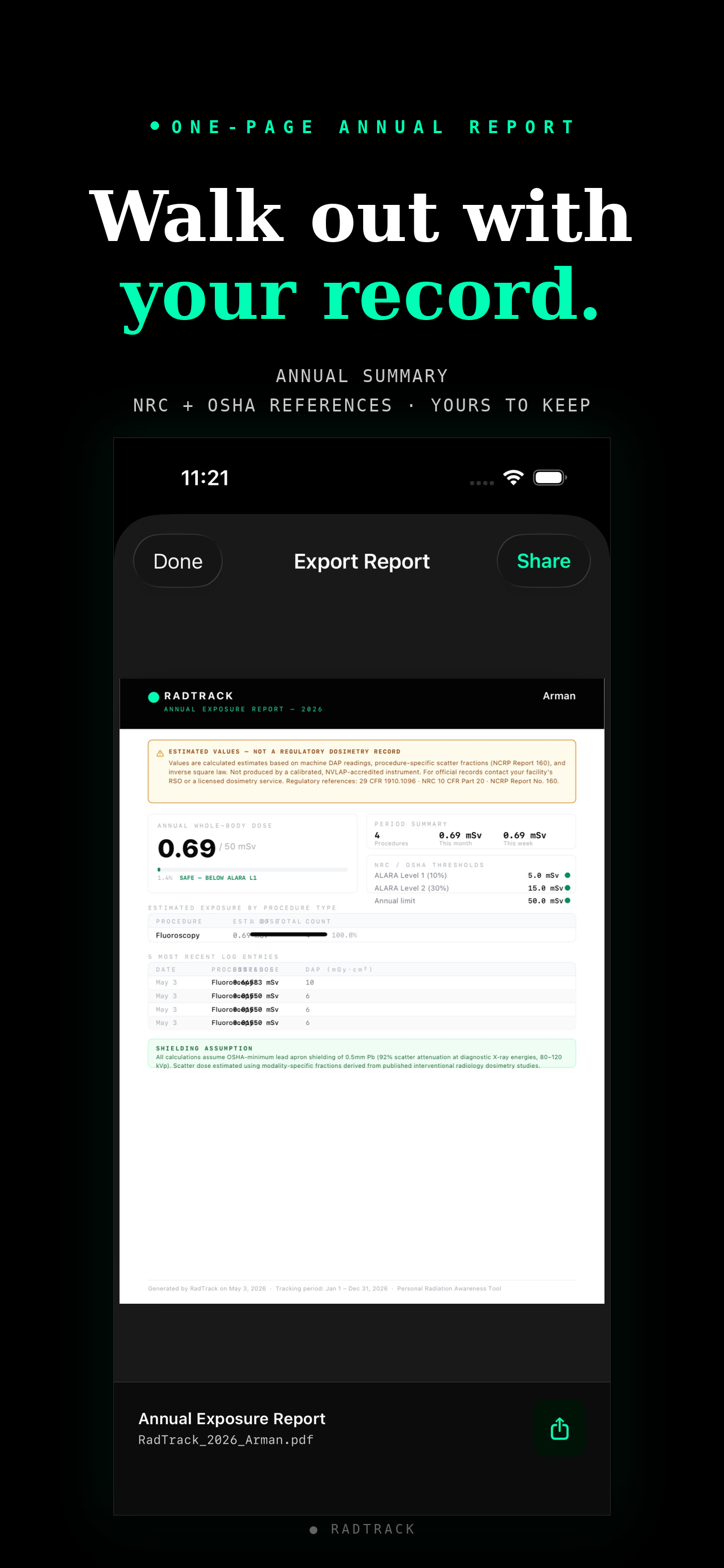 RadTrack: Dose Tracker