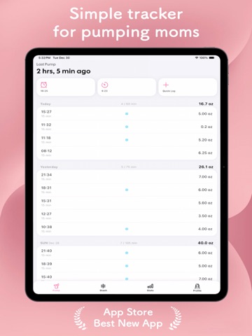 Breast Milk - Pumping Tracker+ iPad screenshot
