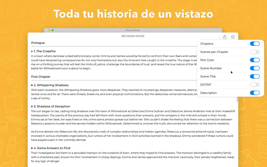 Captura de pantalla de Story Planner: Para Escritores en iPhone 4