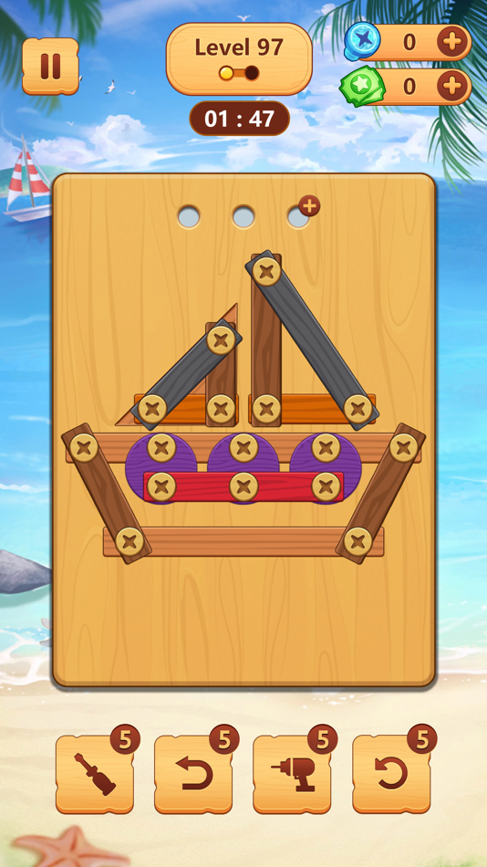 #7. Wood Block Puzzle: Screw Bolts (iOS) By: 成都琥珀川科技有限公司