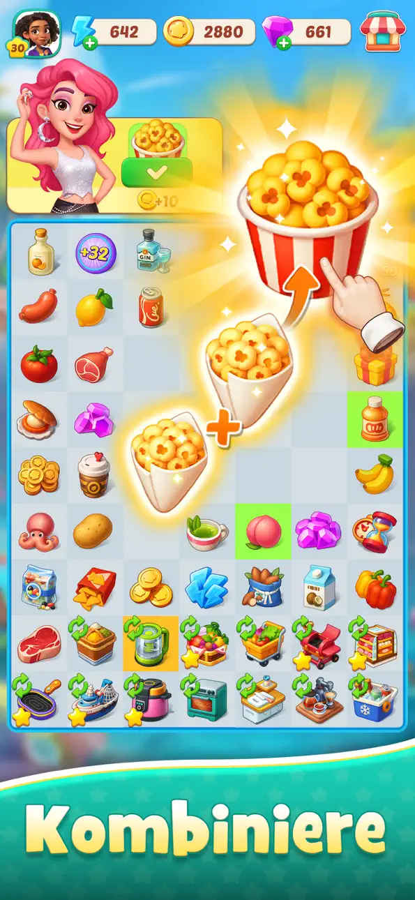Foodstars: Merge & Cook iOS Mod IPA screenshot 2 - iOS game interface