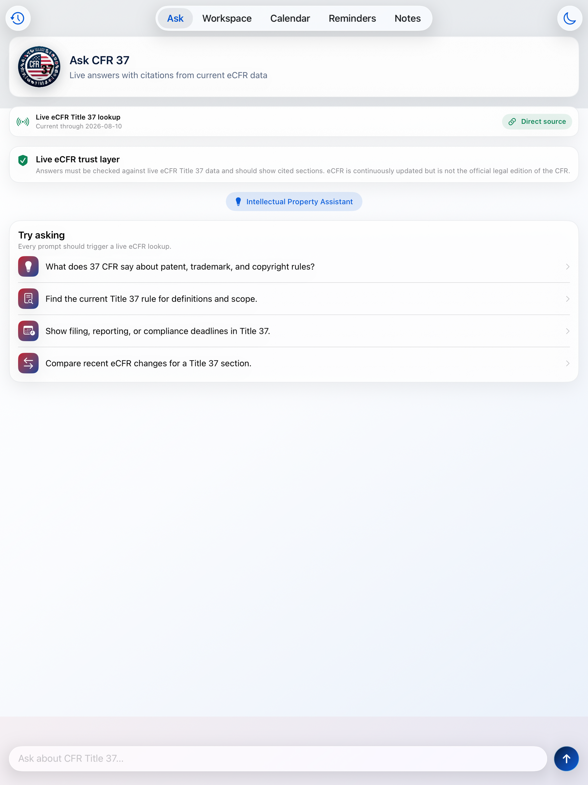 CFR AI - Title 37 screenshot 6