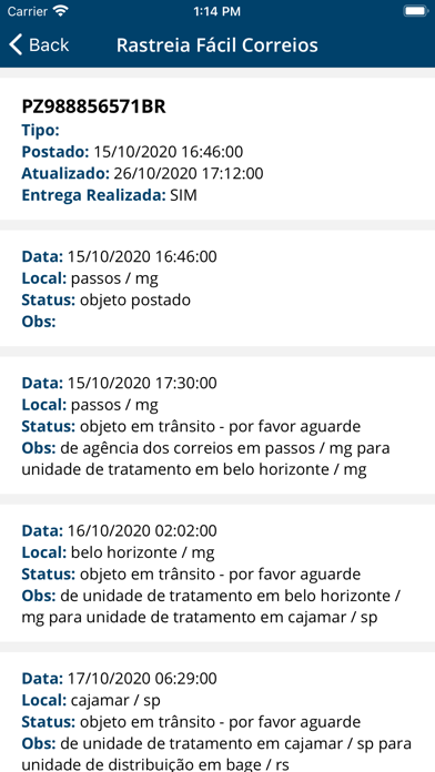 Rastreia Fácil Correios Screenshot