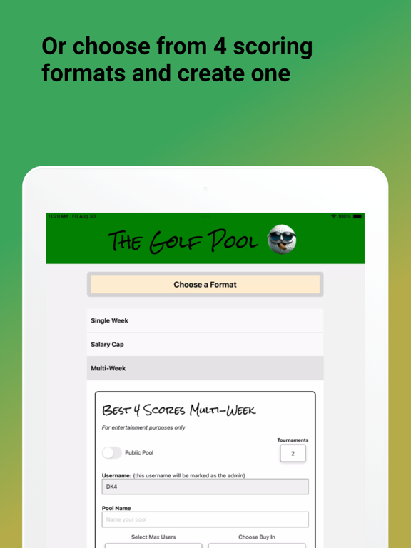The Golf Pool iPad screenshot 6 - Sports app