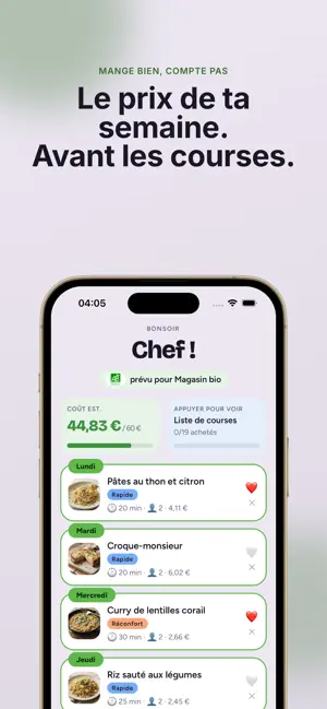 Barquette : Menu & Budget screenshot 1