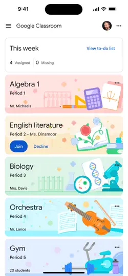 Captura de pantalla de Google Classroom en iPhone 5