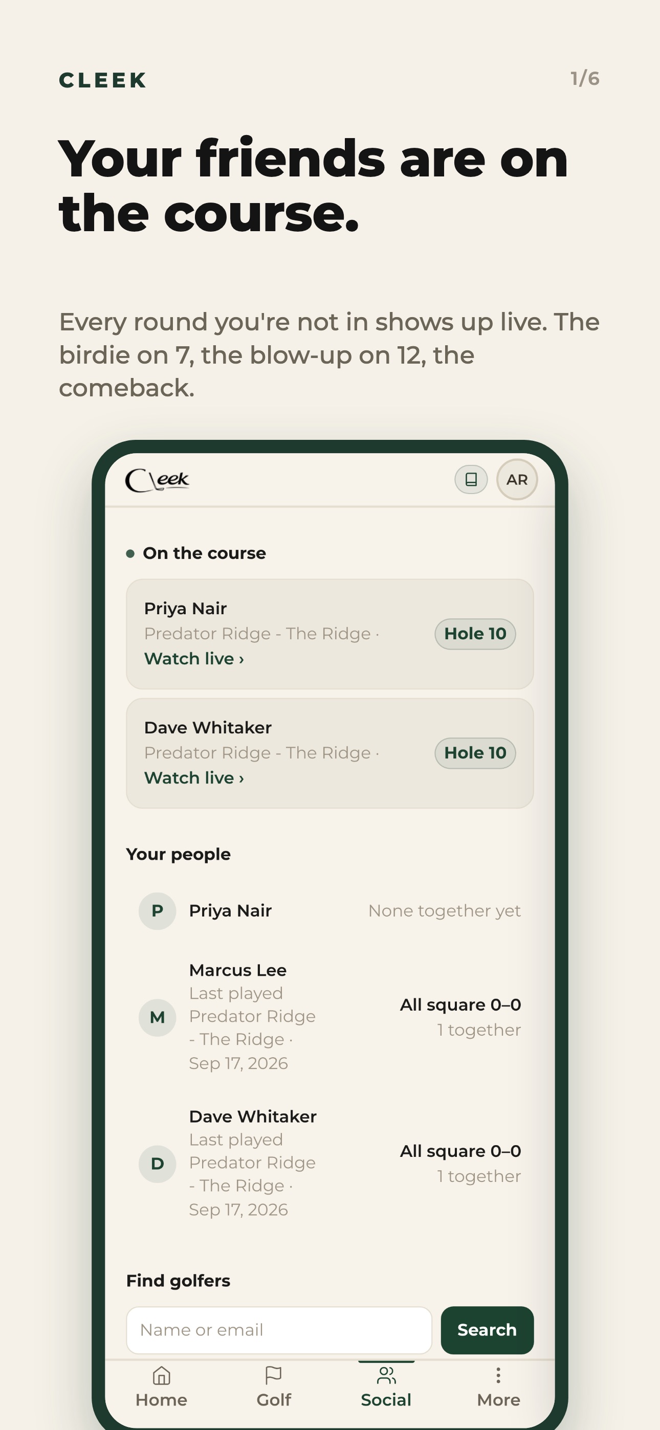 Screenshot 1 of Cleek: Social Golf Scorecard