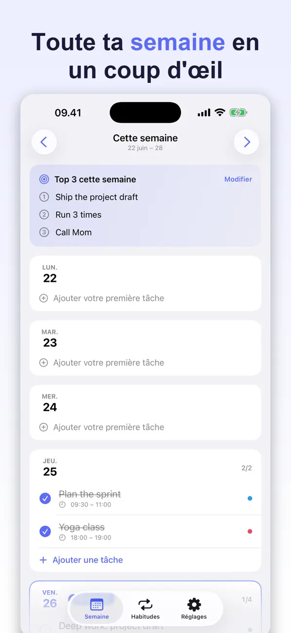 Screenshot #1 pour Agenda Semaine & Time Block