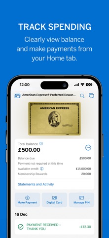 Amex United Kingdom iPhone screenshot 3