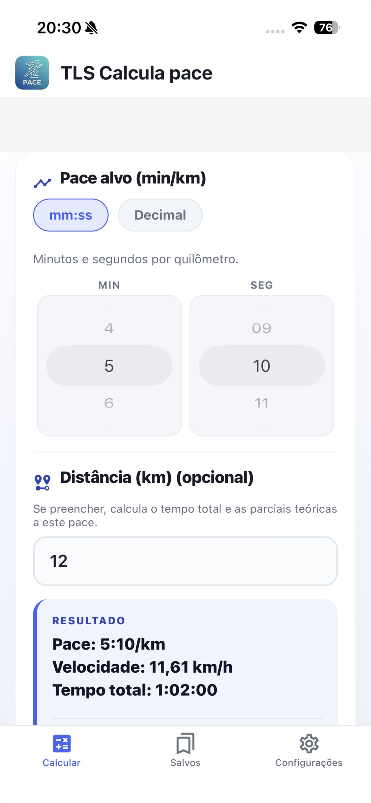 TLS Calcula pace