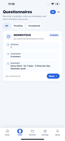 Momentous eHealth screenshot