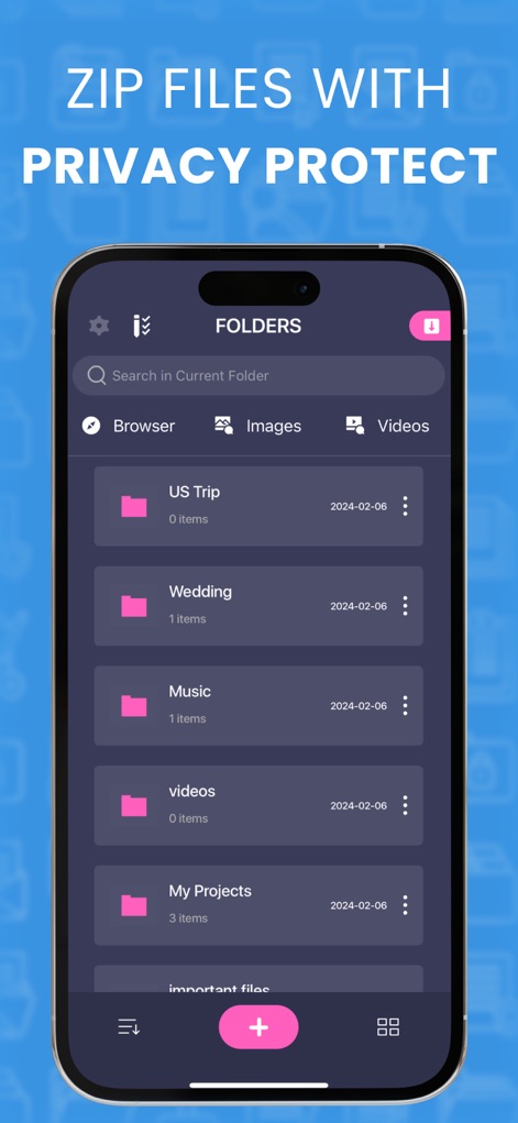 File Manager & Documents - Experience advanced folder management, which allows users to organize files by date and securely zip them with privacy protection features.