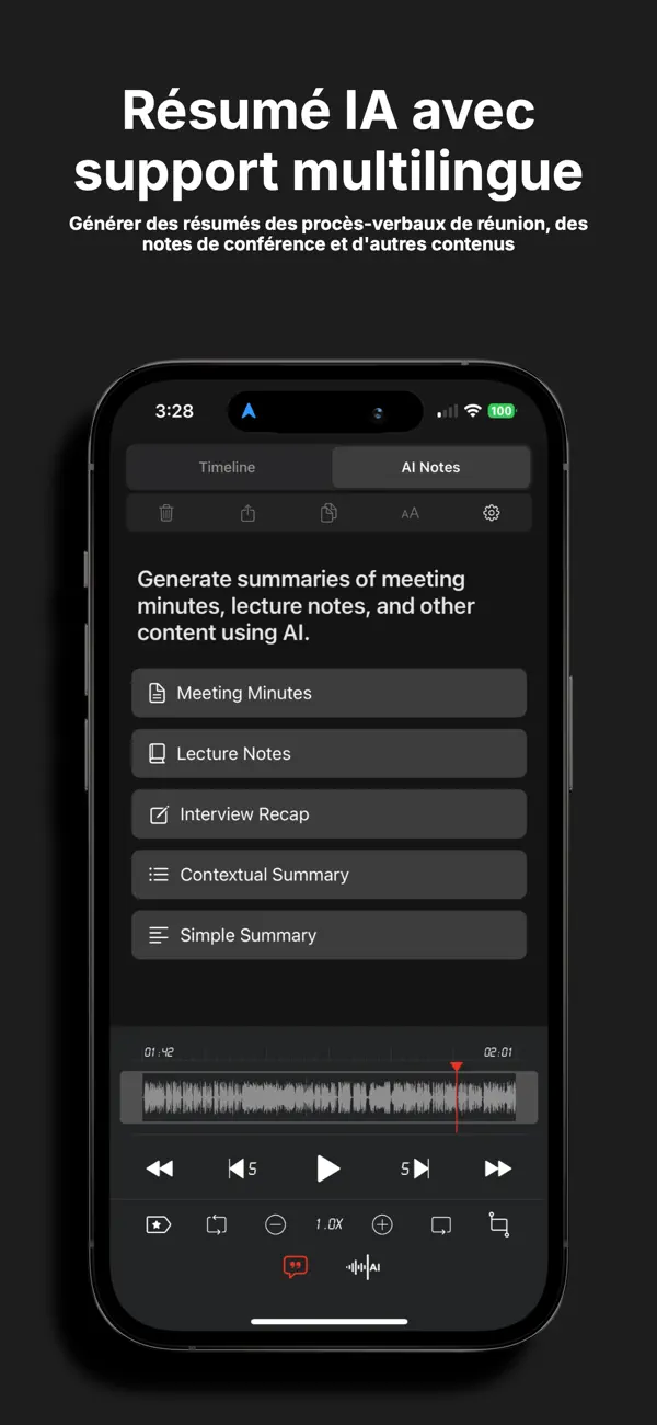 Screenshot #2 pour Mémos vocaux - SoundNote Pro