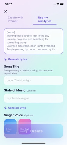Tuneo: AI Music Generator iPhone screenshot