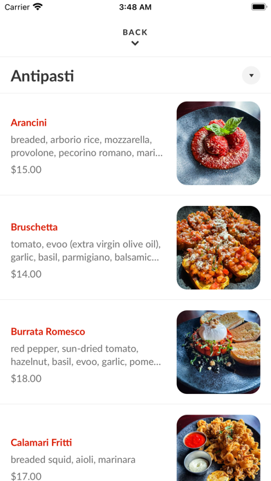 Bella Vita Italian Restaurant iPhone screenshot 3 - Food & Drink app