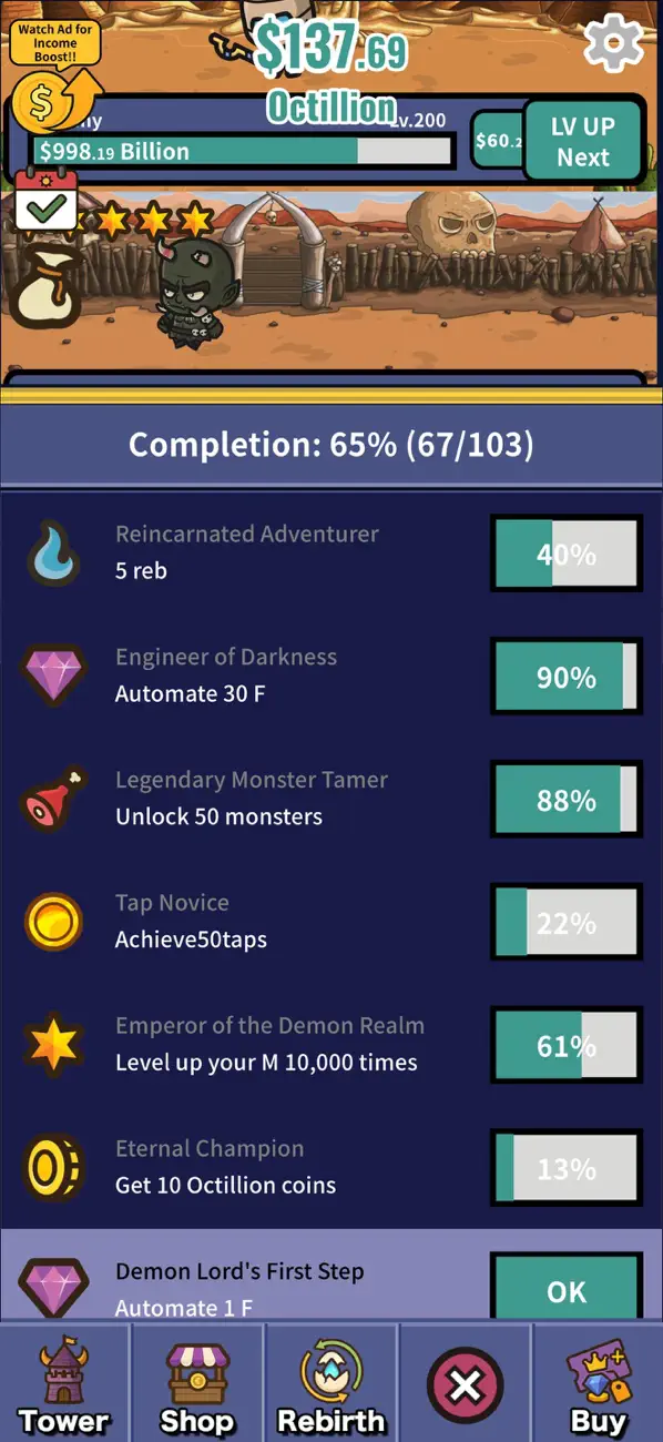 #6. Idle Demon Tower: Monster RPG (iOS) By: EGG STUDIO LIMITED LIABILITY CO