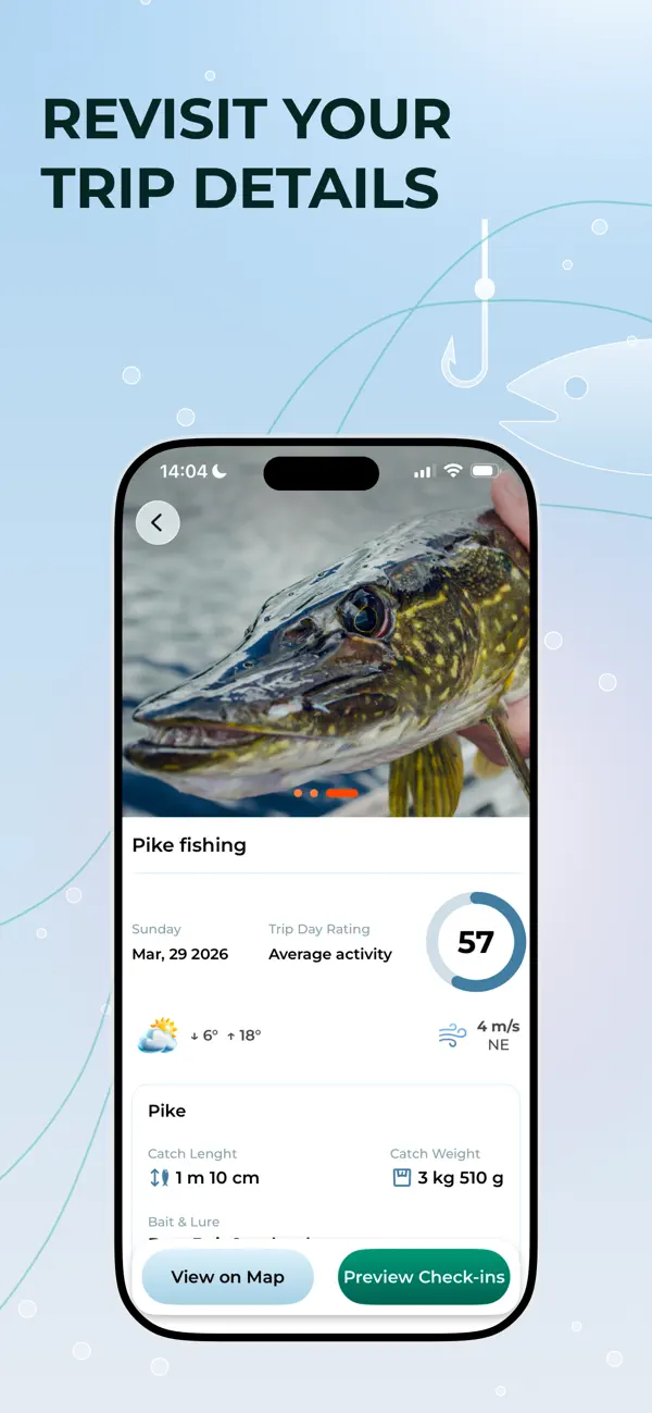 Fishing Times - Forecast & Map 钓鱼时机与轨迹助手应用截图