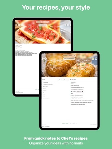 Yumeo: private recipe cookbook iPad screenshot