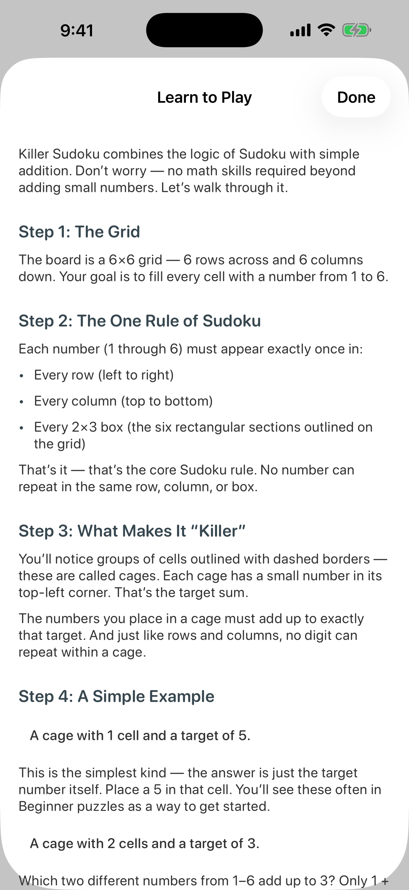 Killer Sudoku 6x6 screenshot 7