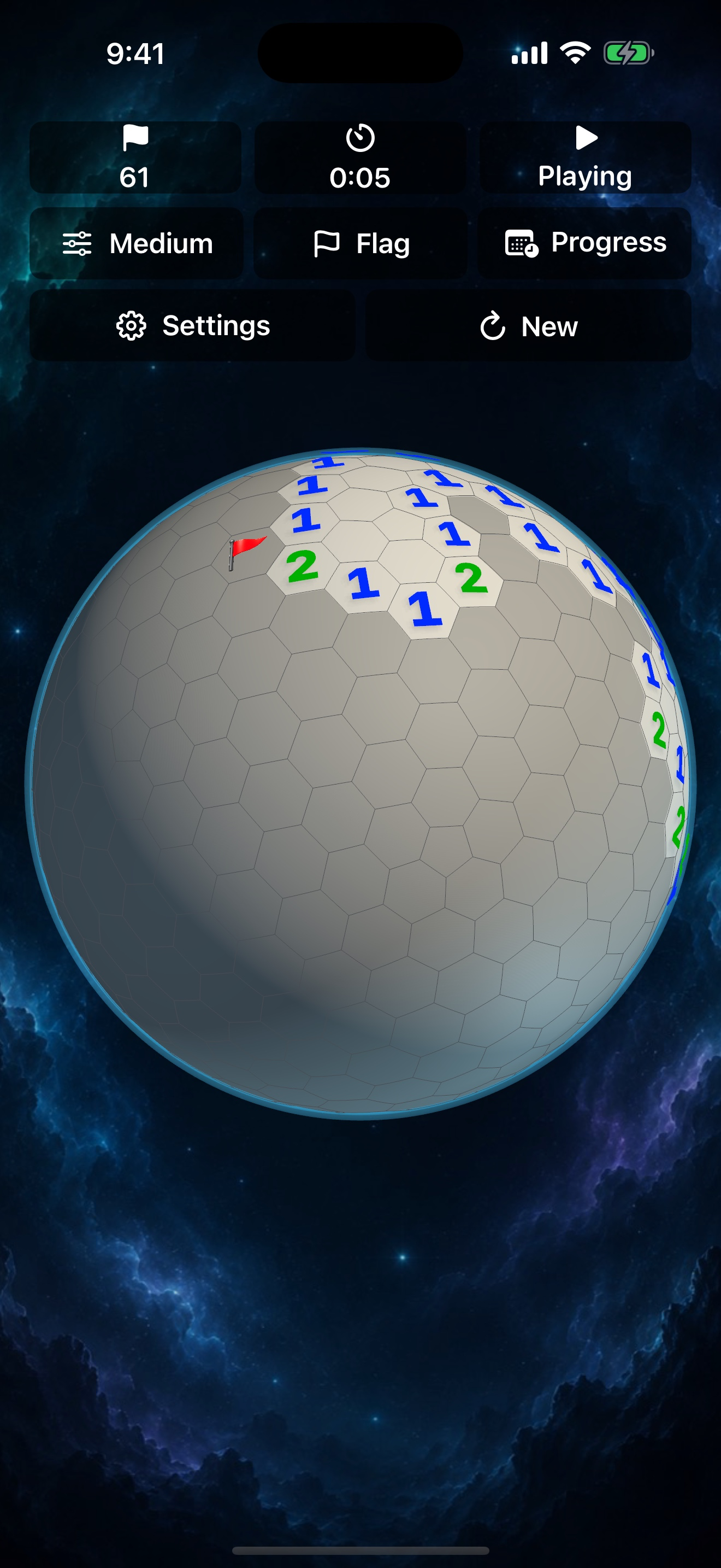 HexSweep: Minesweeper Sphere screenshot 2