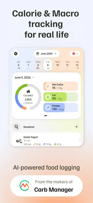 Carbi: AI Cal & Carb Manager screenshot 1
