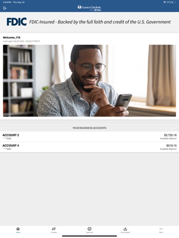 Country Club Bank for Business iPad screenshot