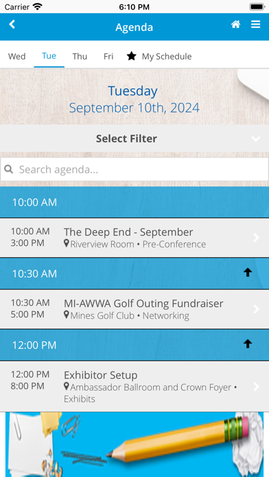 MIAWWA Events Screenshot
