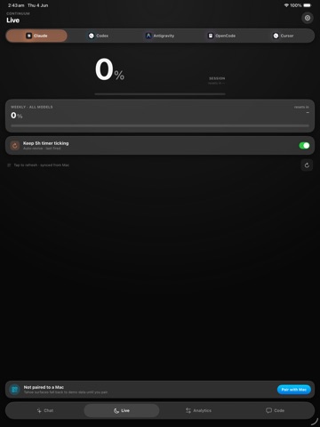 Continuum: Claude, Codex, Grok iPad screenshot