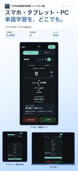 TOPIK韓国語単語帳 ハングル-6級 screenshot 1