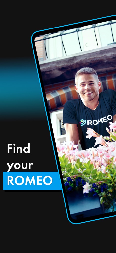 ROMEO - Gay Dating & Chat - The app's welcoming interface and prominent 'ROMEO' branding highlight its community focus, inviting users to begin their search.