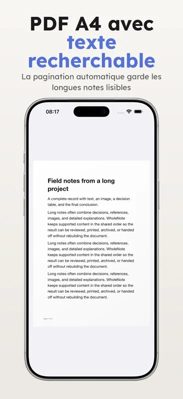 WholeNote : Export de notes screenshot 3 of 5