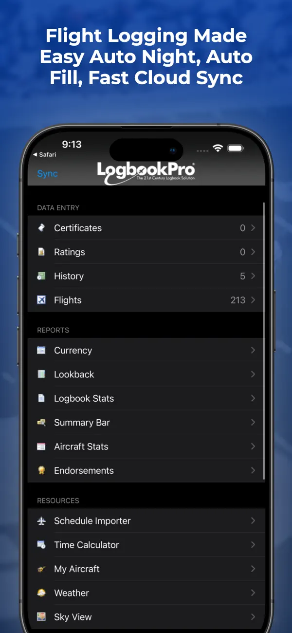 Screenshot #1 pour Logbook Pro Flight Logbook