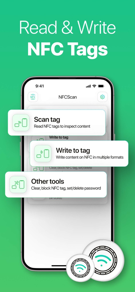 NFC Reader & Scannerㅤ - The streamlined interface presents key options such as "Scan tag" and "Other tools" for efficient management of NFC interactions.