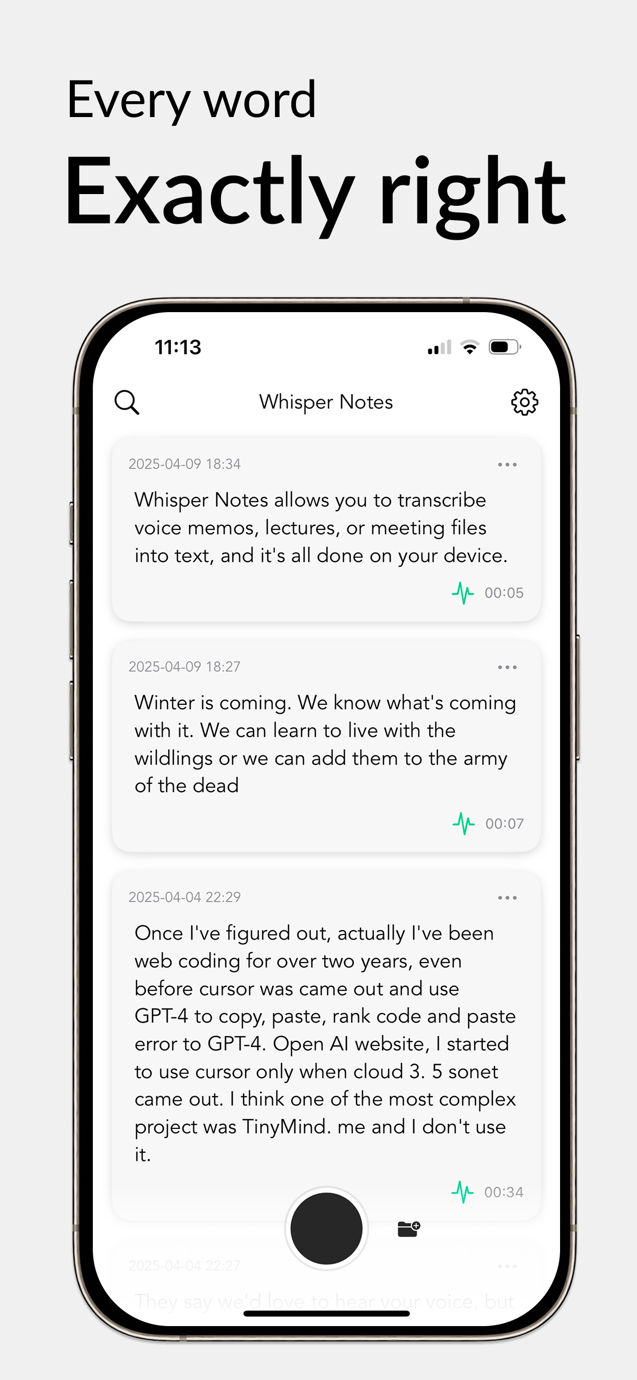 Screenshot 1 of Whisper Notes - Speech to Text