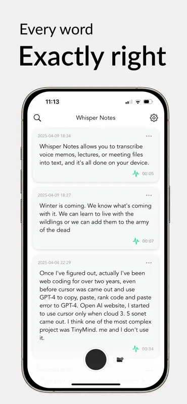 Whisper Notes - Speech to Text screenshot 1 of 4