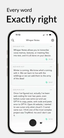 Whisper Notes - Ses'ten Metne iPhone Ekran Görüntüsü 1