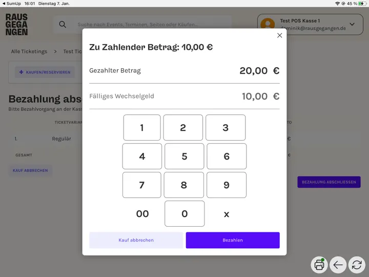 Screenshot von Rausgegangen POS auf dem iPhone 3
