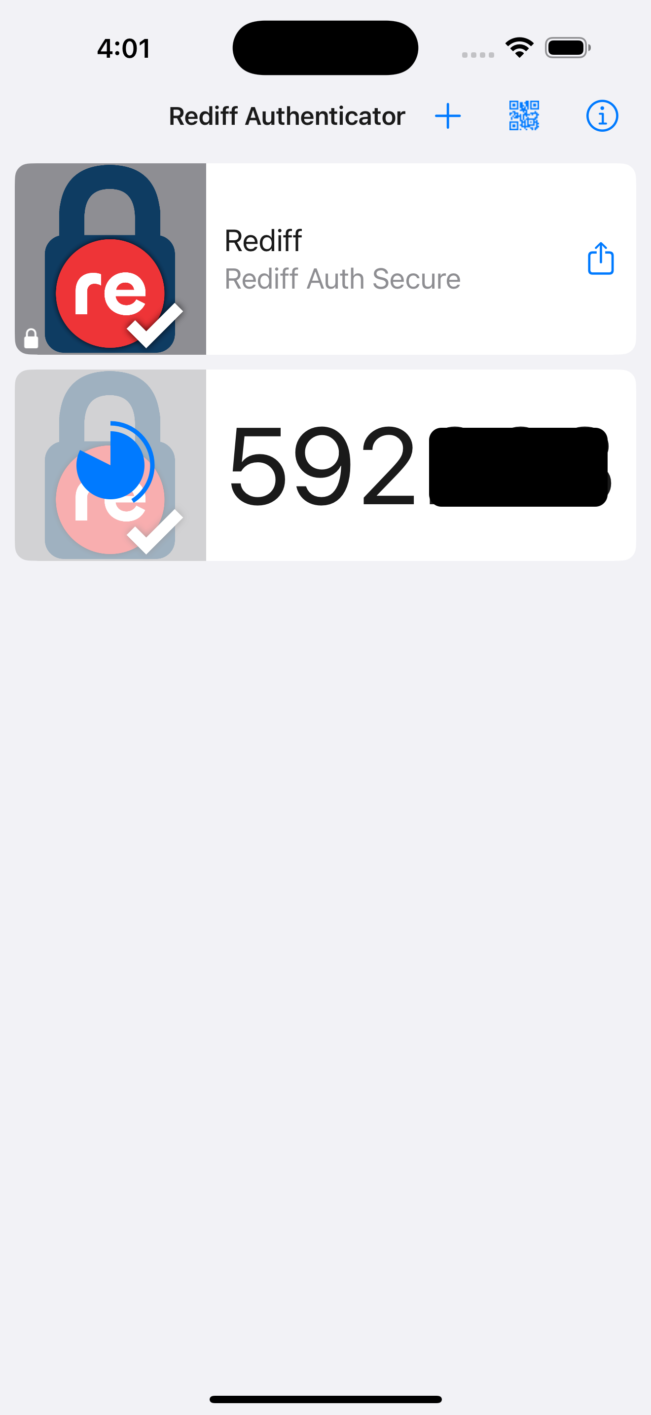 Rediff Authenticator