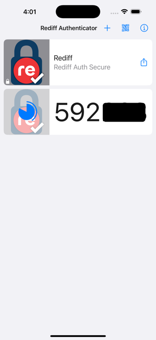 Rediff Authenticator Screenshot 1 of 2