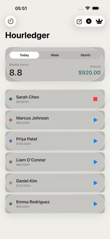 Hourledger: Billable Hours iPhone screenshot