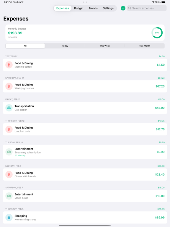 Spend Easy - Expense Tracker iPad screenshot