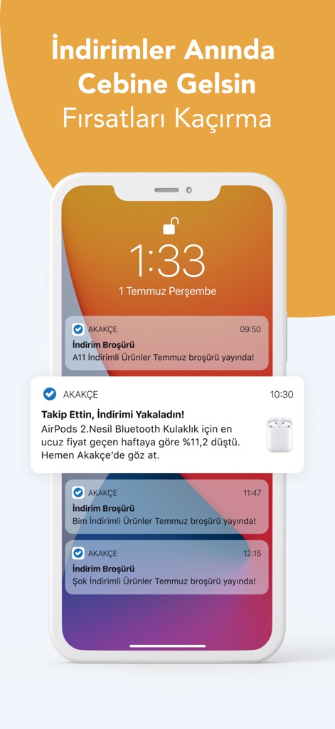 Akakçe - En Ucuz Fiyatı Bul - Users receive real-time push notifications for significant price drops and timely alerts regarding new promotional brochures from their favorite stores.