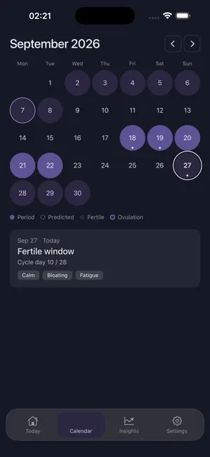 Lune: Period & Cycle Tracker screenshot 3