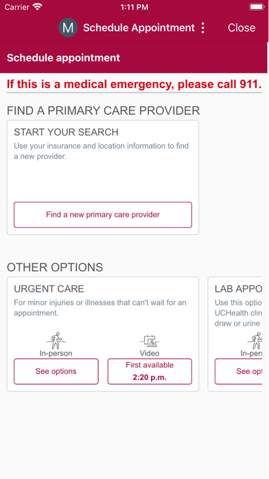 UCHealth Screenshot