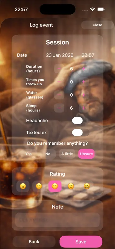 Hangover Log screenshot 3 of 6