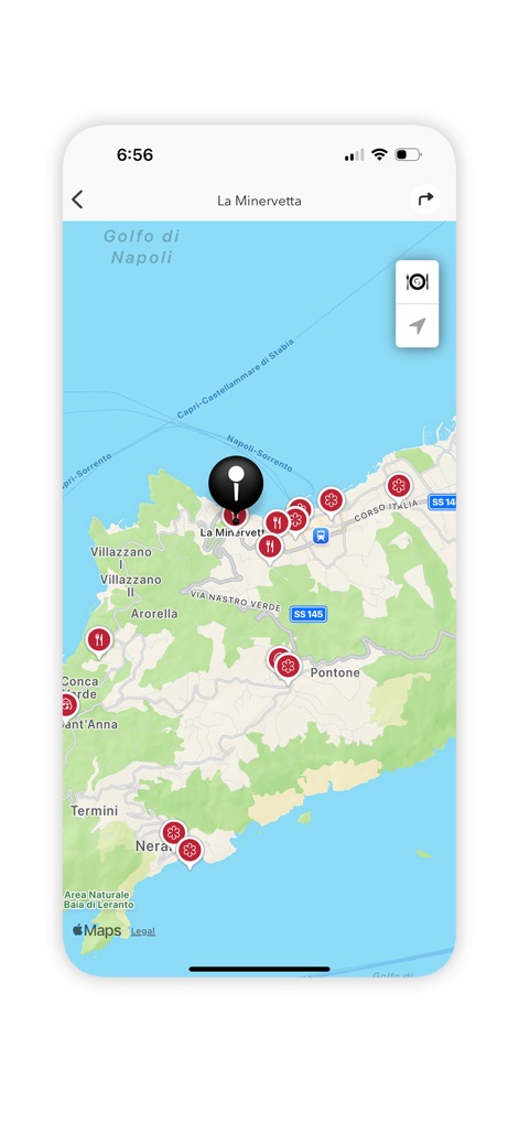 The MICHELIN Guide - The app provides a comprehensive regional map highlighting numerous restaurant locations and offers a central pin for easy navigation to a specific chosen destination.